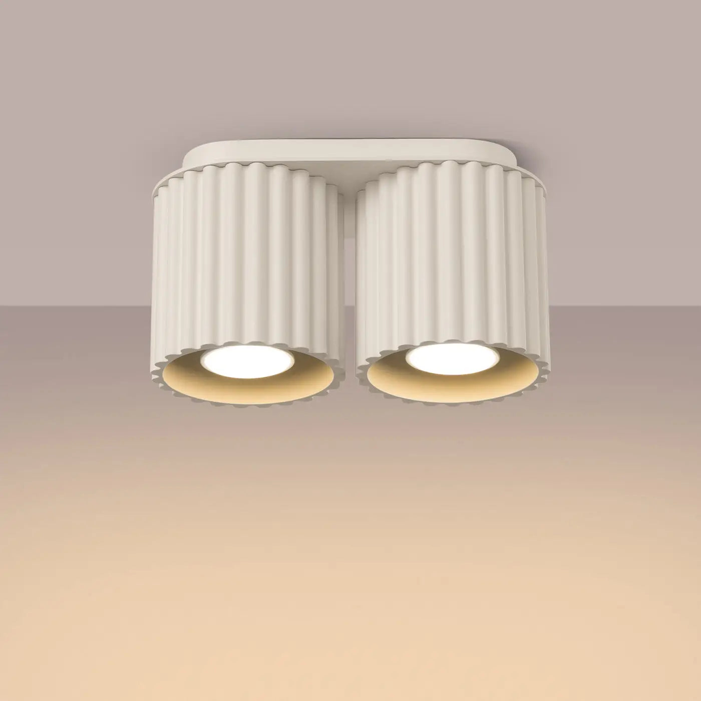 Modern beige aluminium twin-spot LED ceiling light | RABAFI