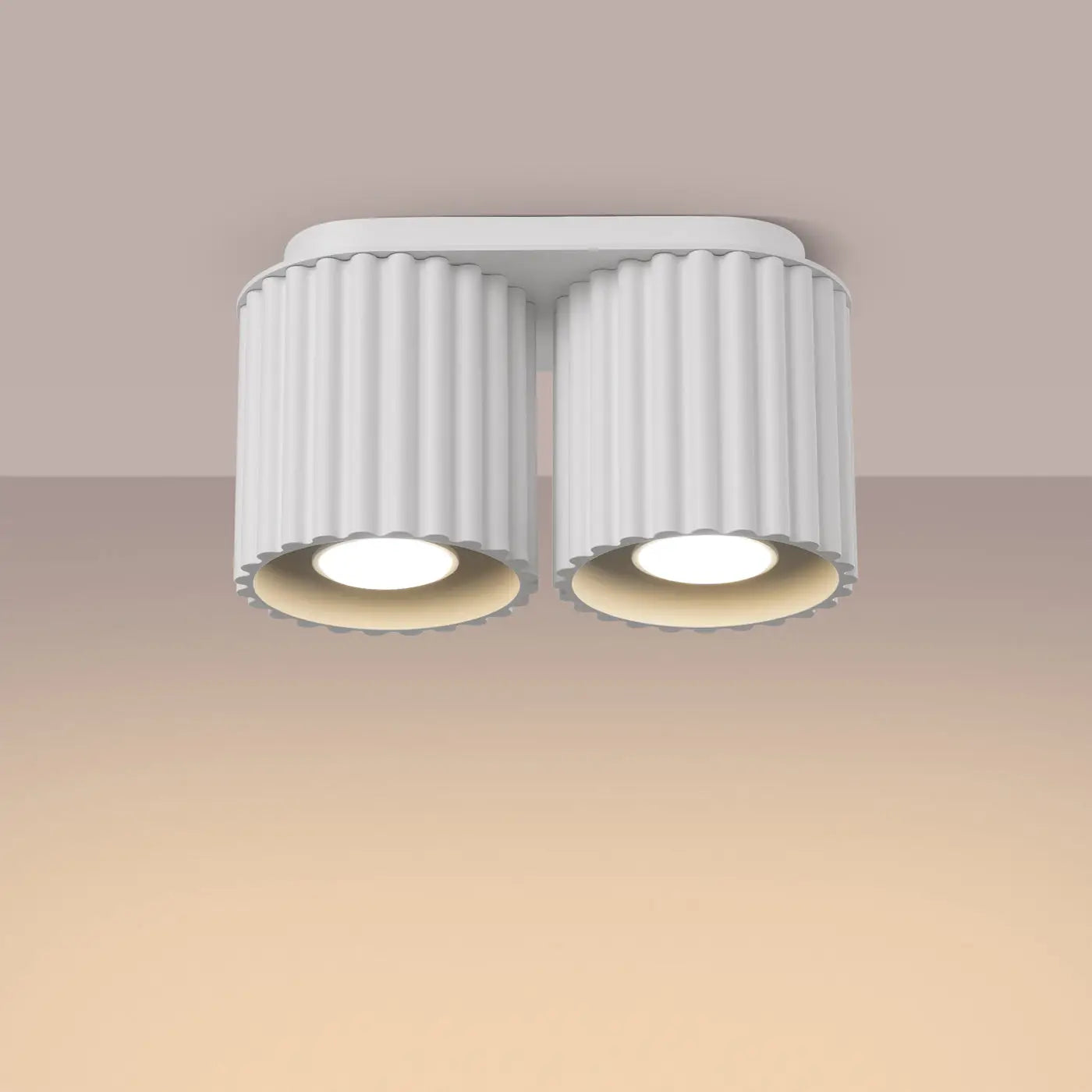 Modern white aluminium twin-spot ceiling light | DASINO