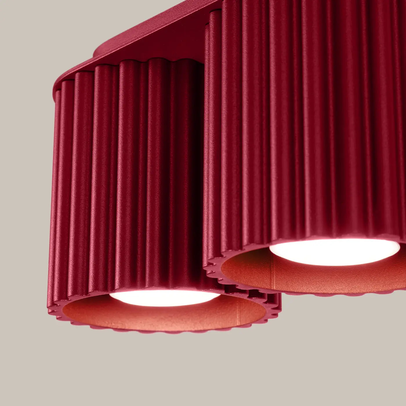 Modern burgundy aluminium twin-spot LED ceiling light | NUTIL