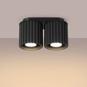 Black aluminium twin-spot LED ceiling light | VAMA