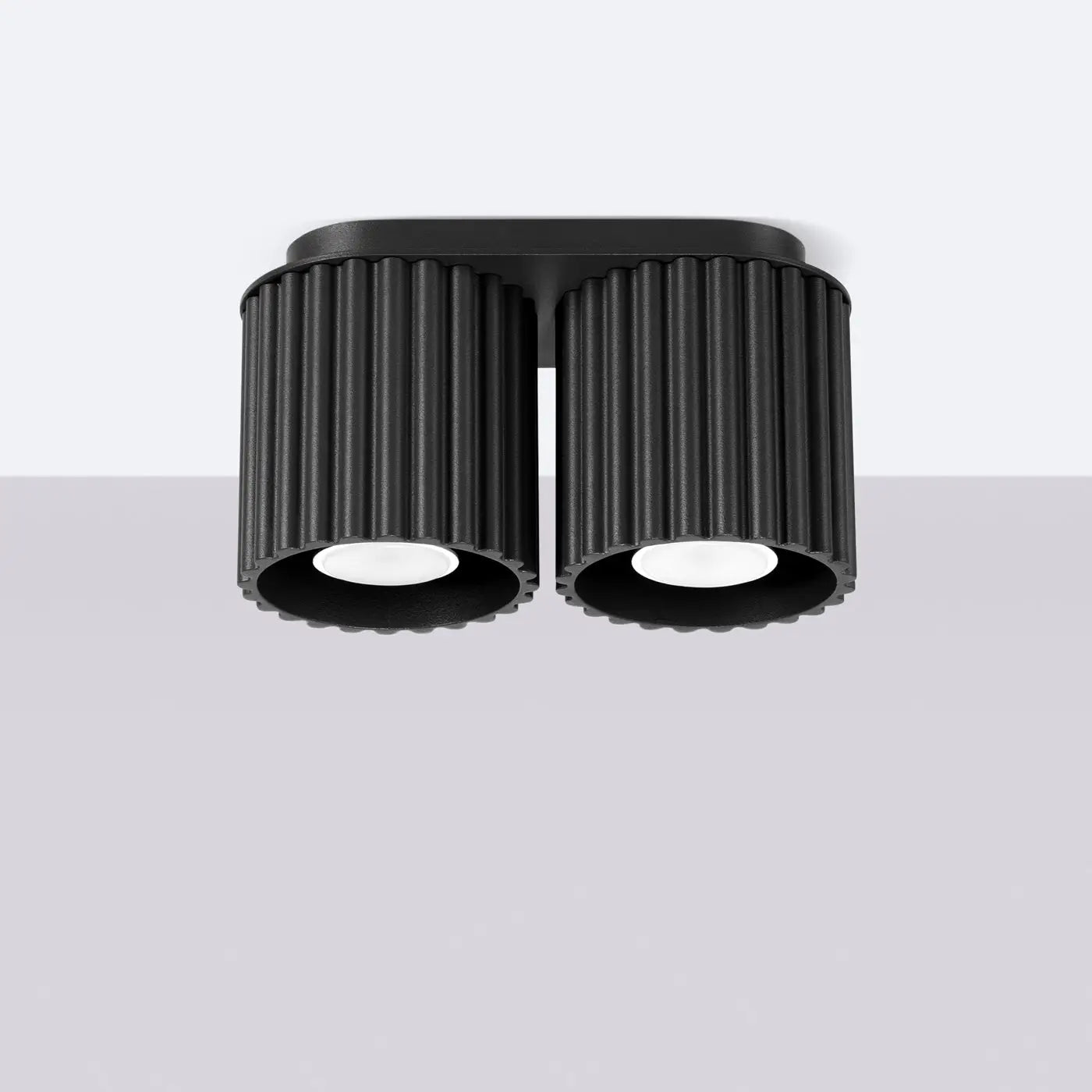 Black aluminium twin-spot LED ceiling light | VAMA