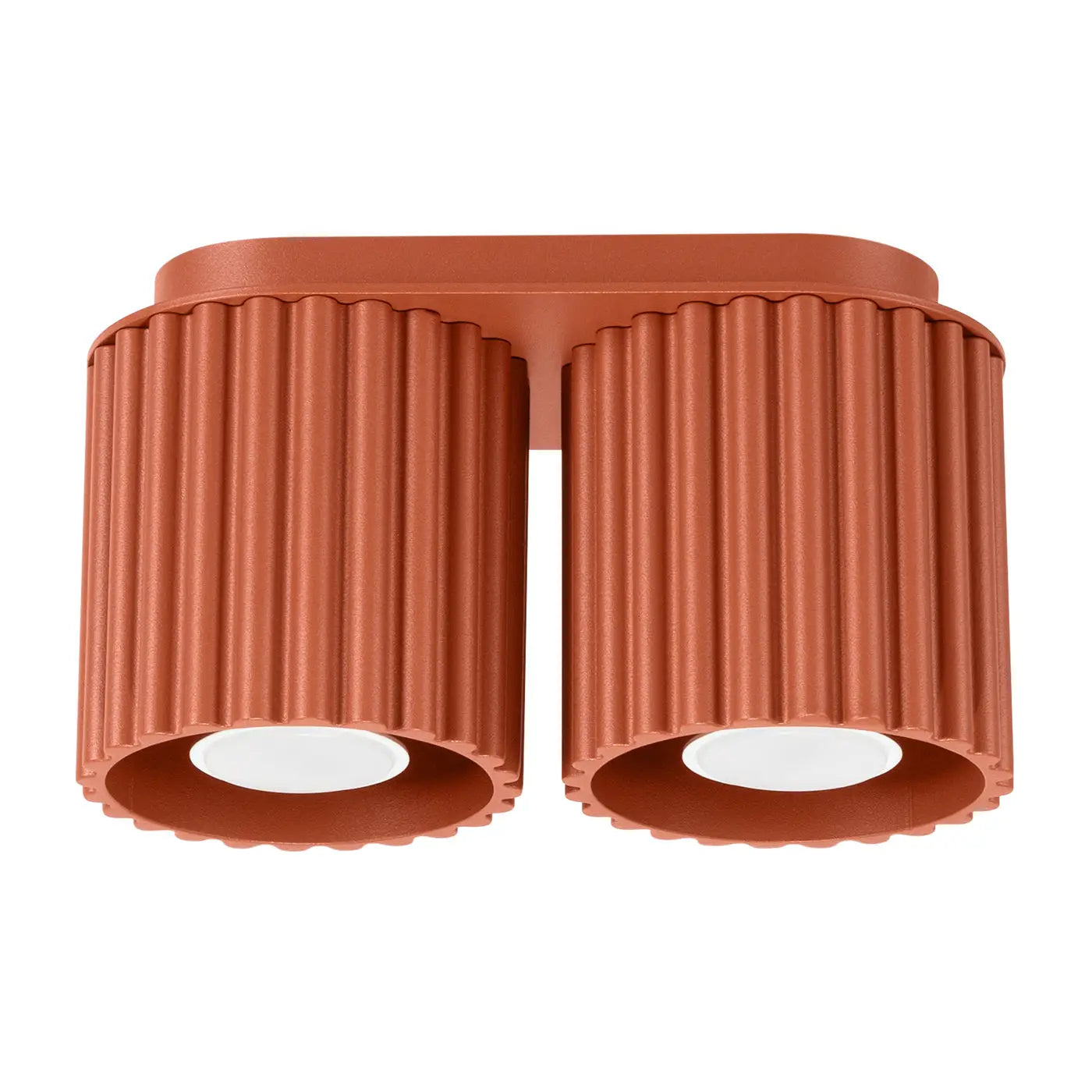 Modern ochre red aluminium twin-spot LED ceiling light | VIZANAR