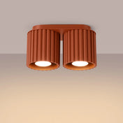 Modern ochre red aluminium twin-spot LED ceiling light | VIZANAR
