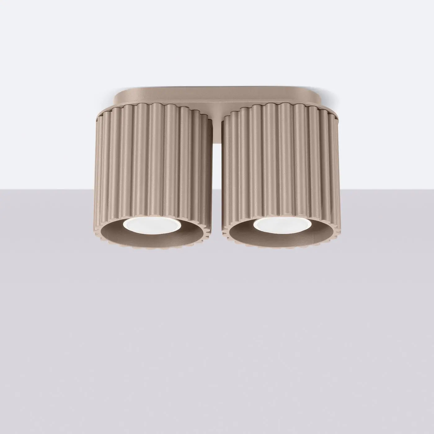 Modern taupe aluminium twin-spot LED ceiling light | DUTUMO
