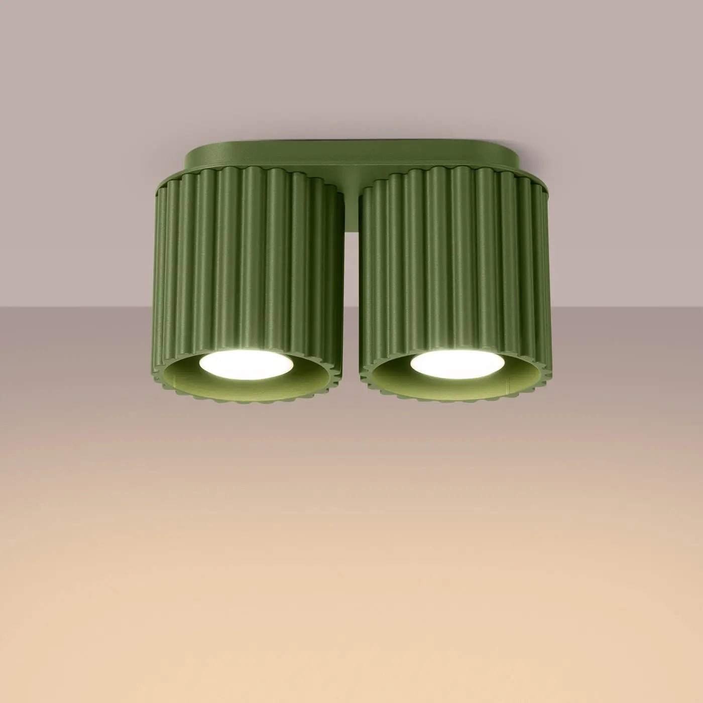 Modern olive green aluminium twin-spot LED ceiling light | NIHEVE