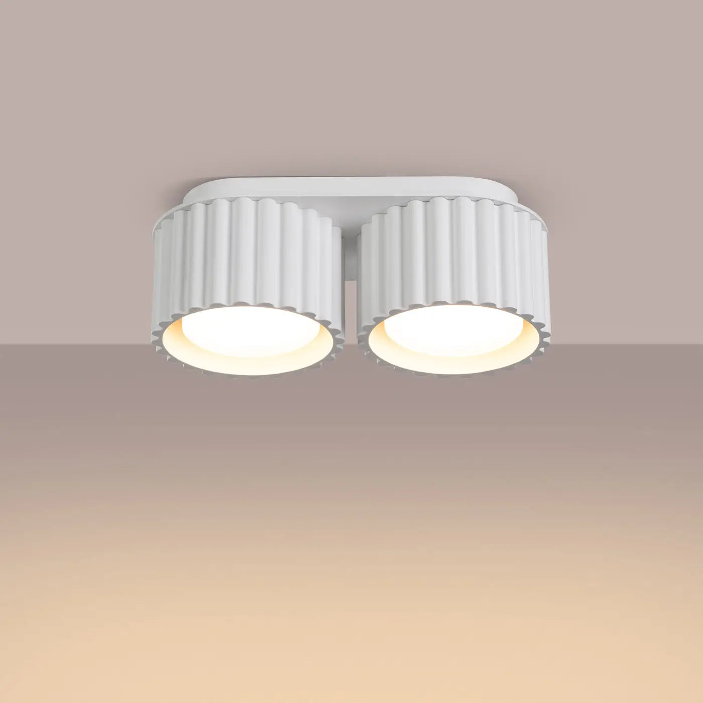 Modern white aluminium twin-spot ceiling light | DASINO