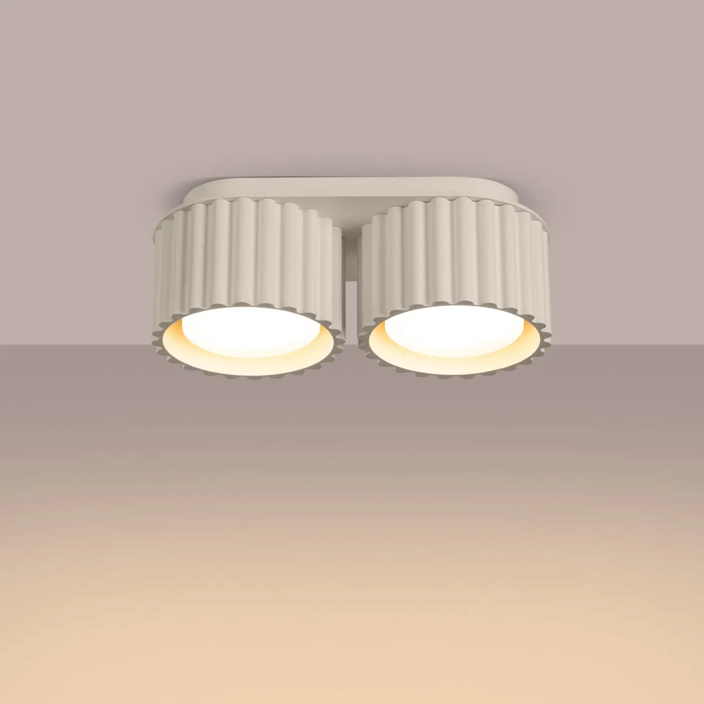 Modern beige aluminium twin-spot LED ceiling light | RABAFI
