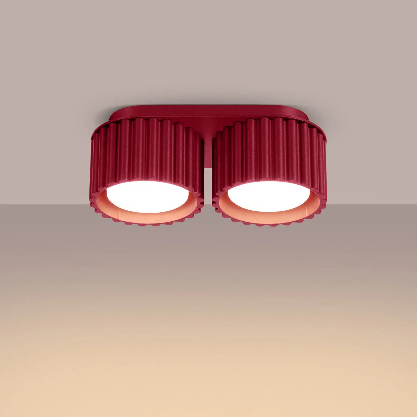 Modern burgundy aluminium twin-spot LED ceiling light | NUTIL