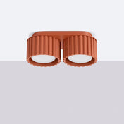Modern ochre red aluminium twin-spot LED ceiling light | VIZANAR