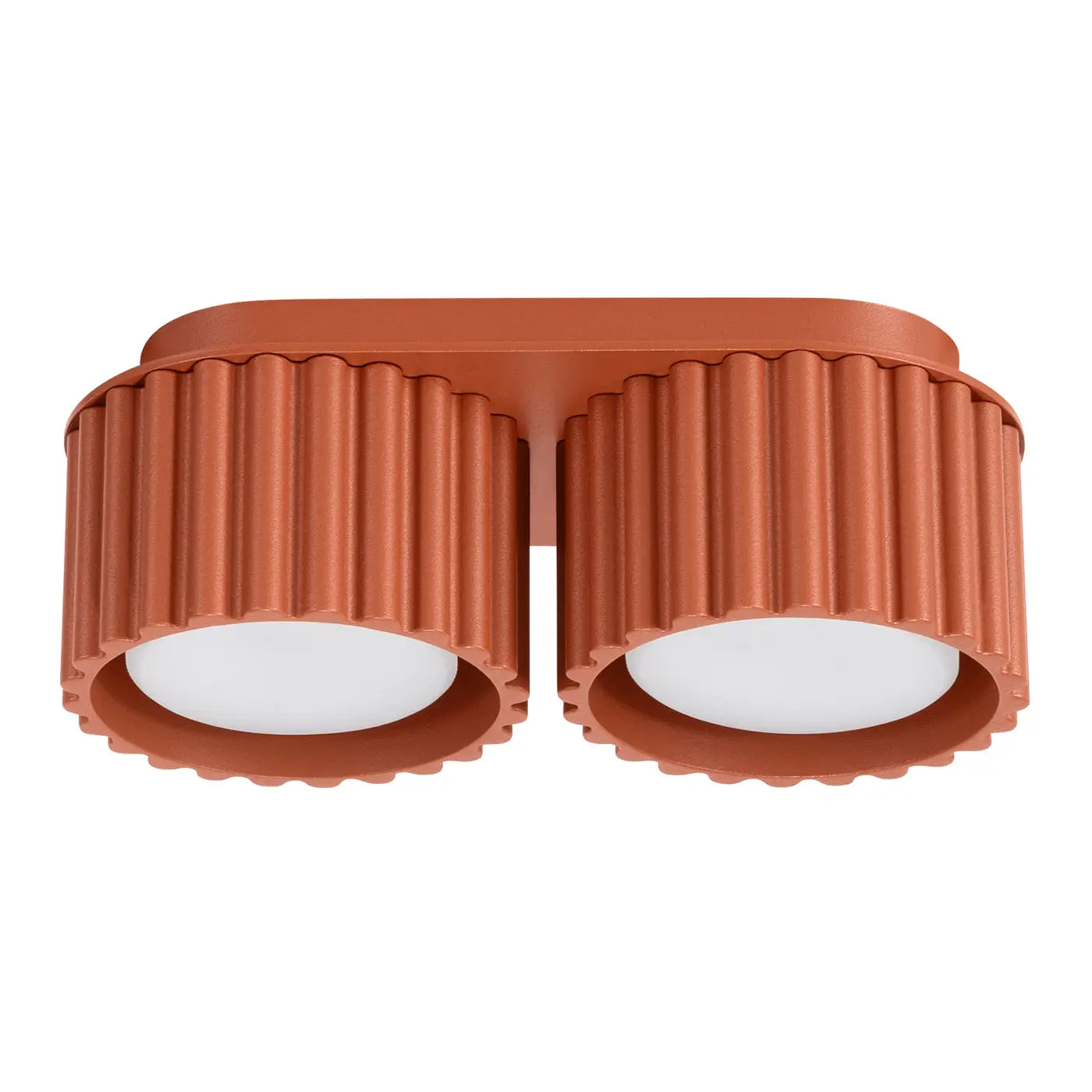Modern ochre red aluminium twin-spot LED ceiling light | VIZANAR