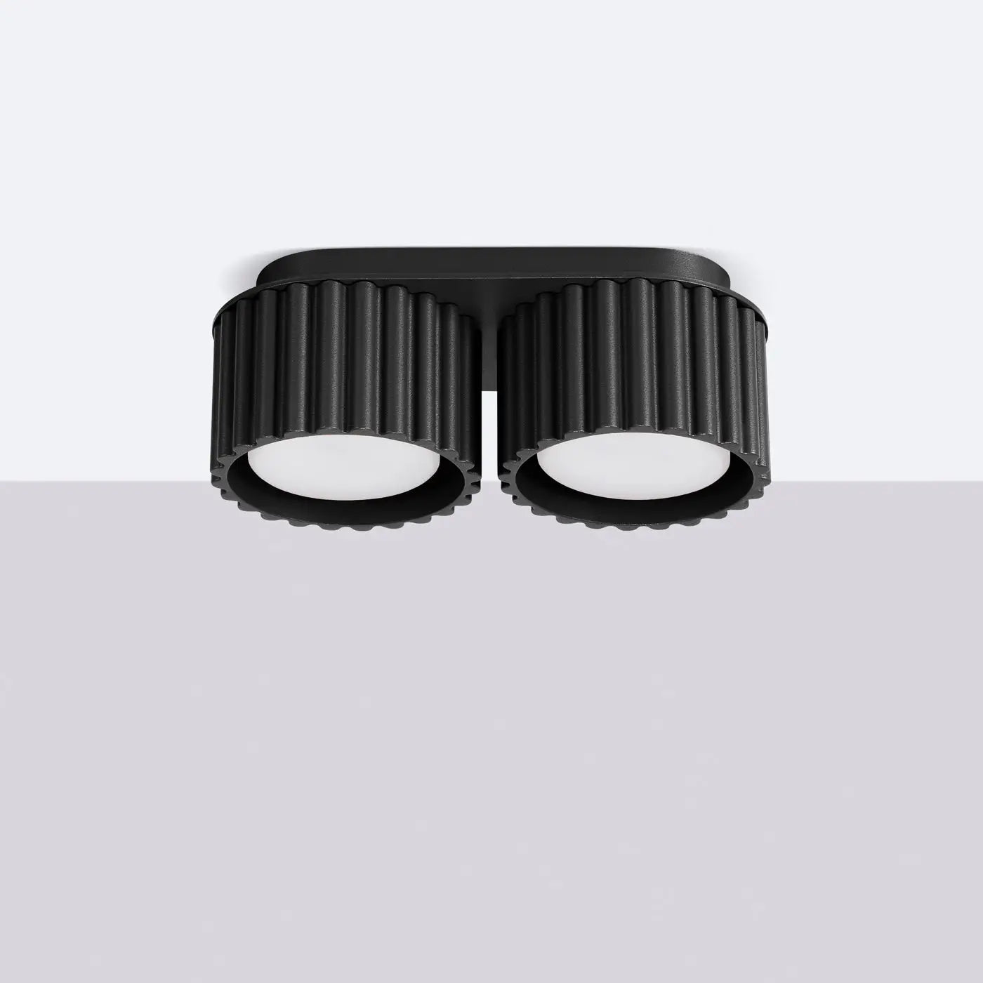 Black aluminium twin-spot LED ceiling light | VAMA