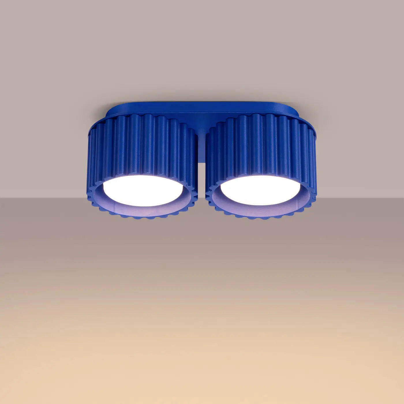 Modern ultramarine aluminium twin-spot LED ceiling light | MIREGO