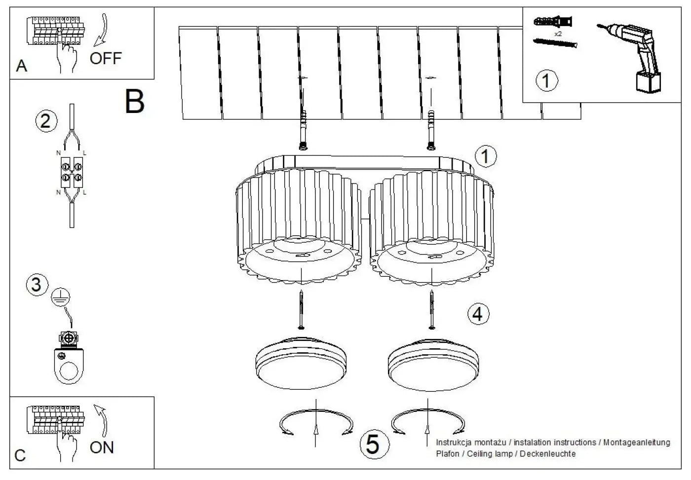 Modern ultramarine aluminium twin-spot LED ceiling light | MIREGO