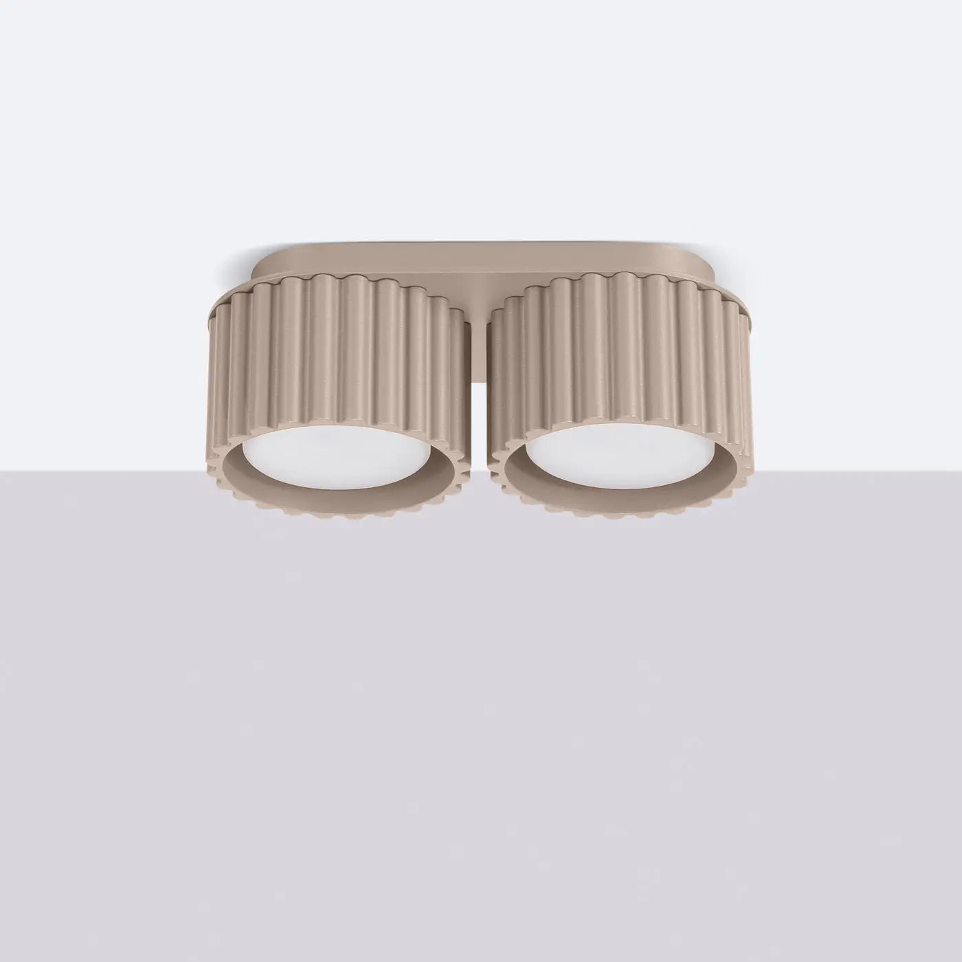 Modern taupe aluminium twin-spot LED ceiling light | DUTUMO