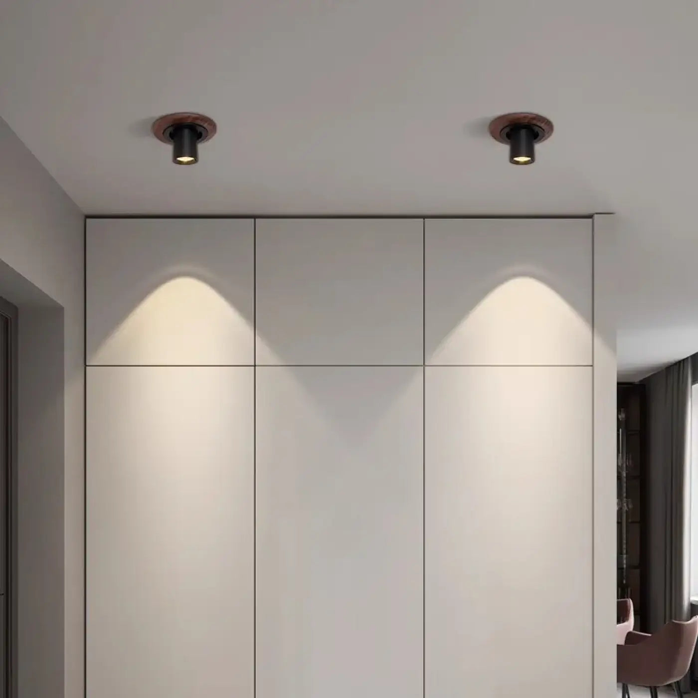 Round black wood and aluminium LED ceiling light | LISUBI