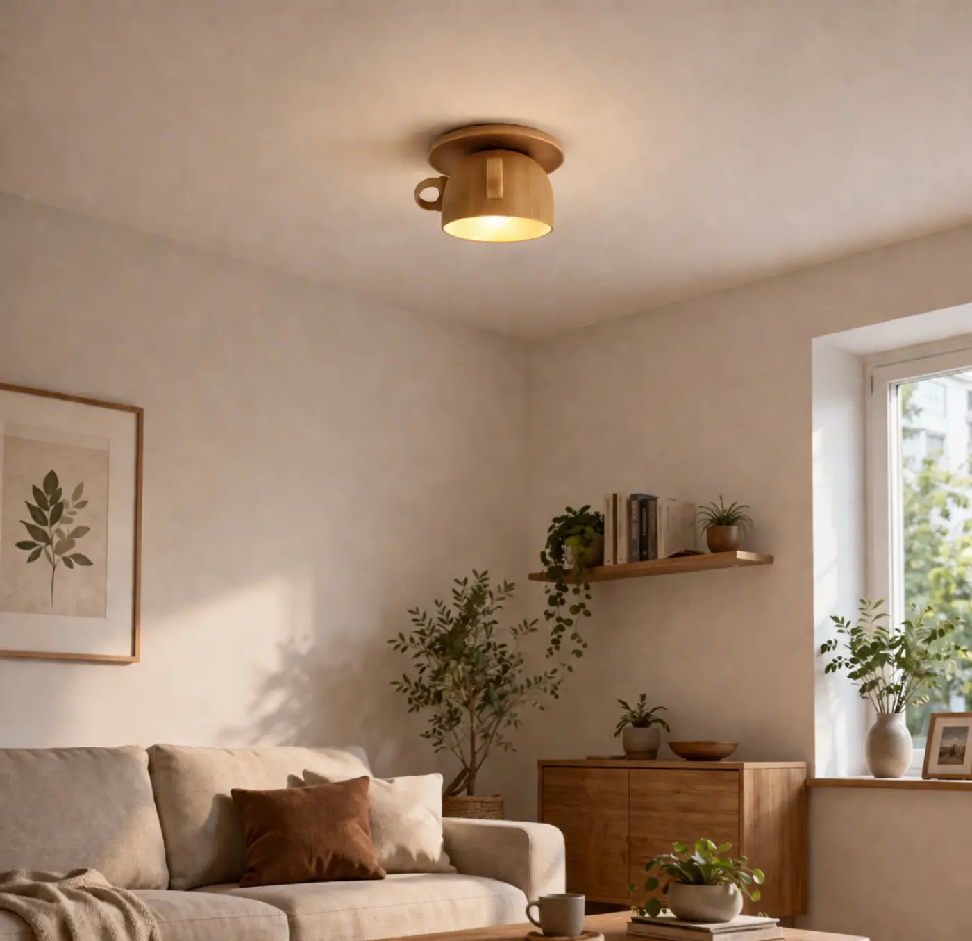 LED wooden cup minimalist ceiling light | HAZILU