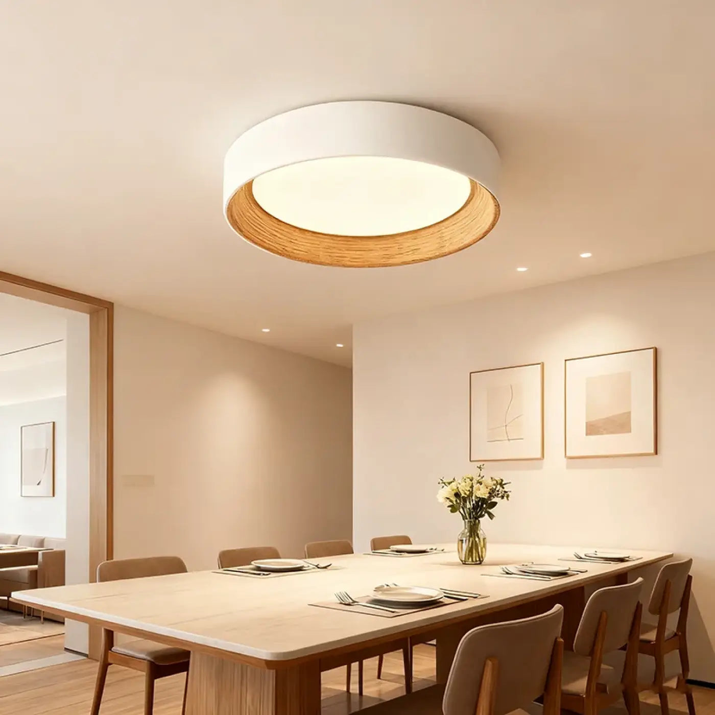 Wood white beige scandinavian ceiling light | TOHIS