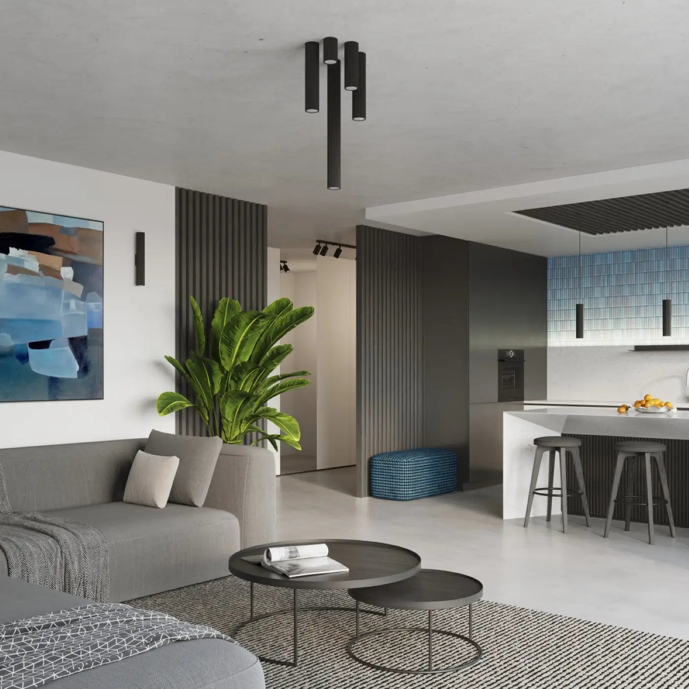 Modern black aluminium LED ceiling light | GISELI