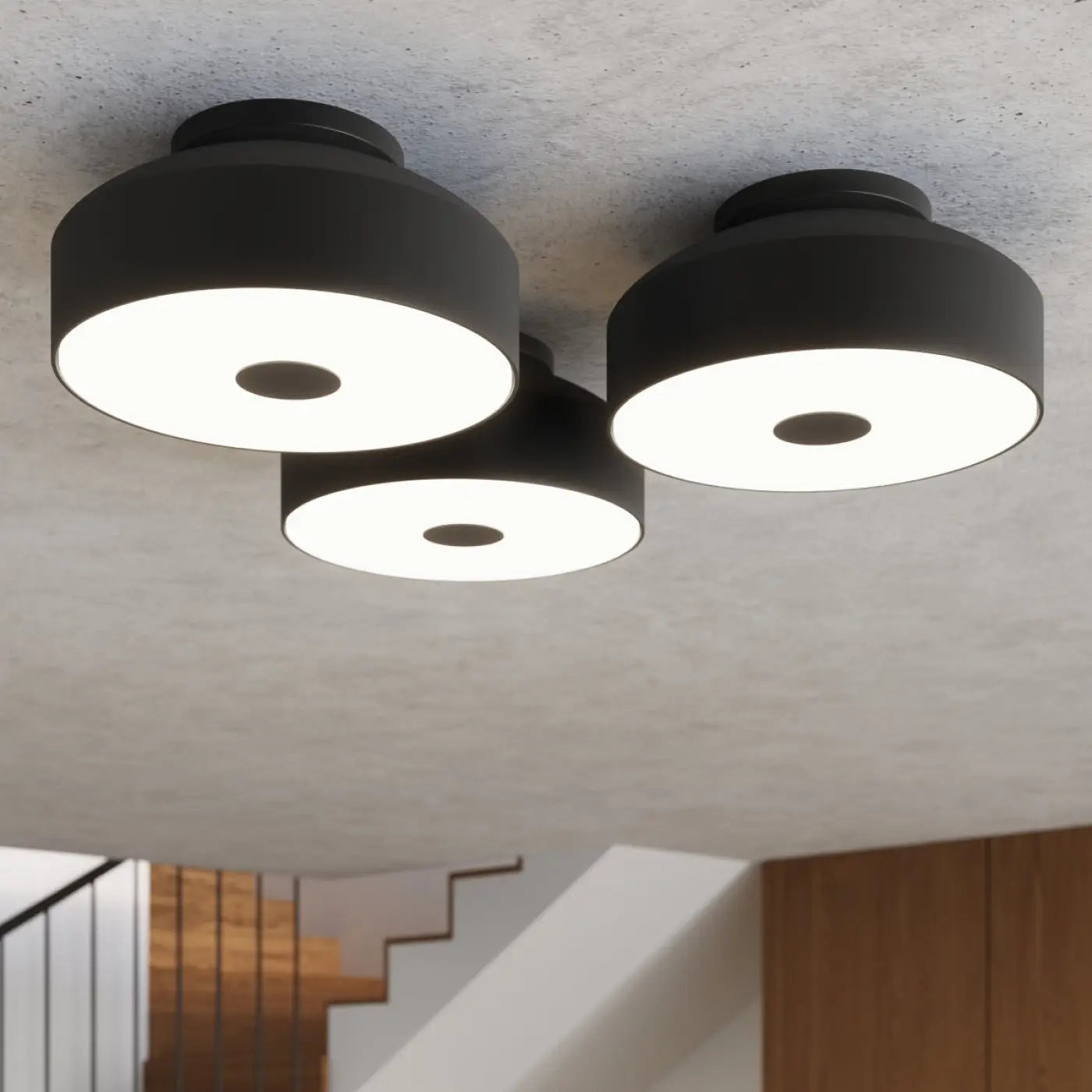 Minimalist black steel LED ceiling light | MARE