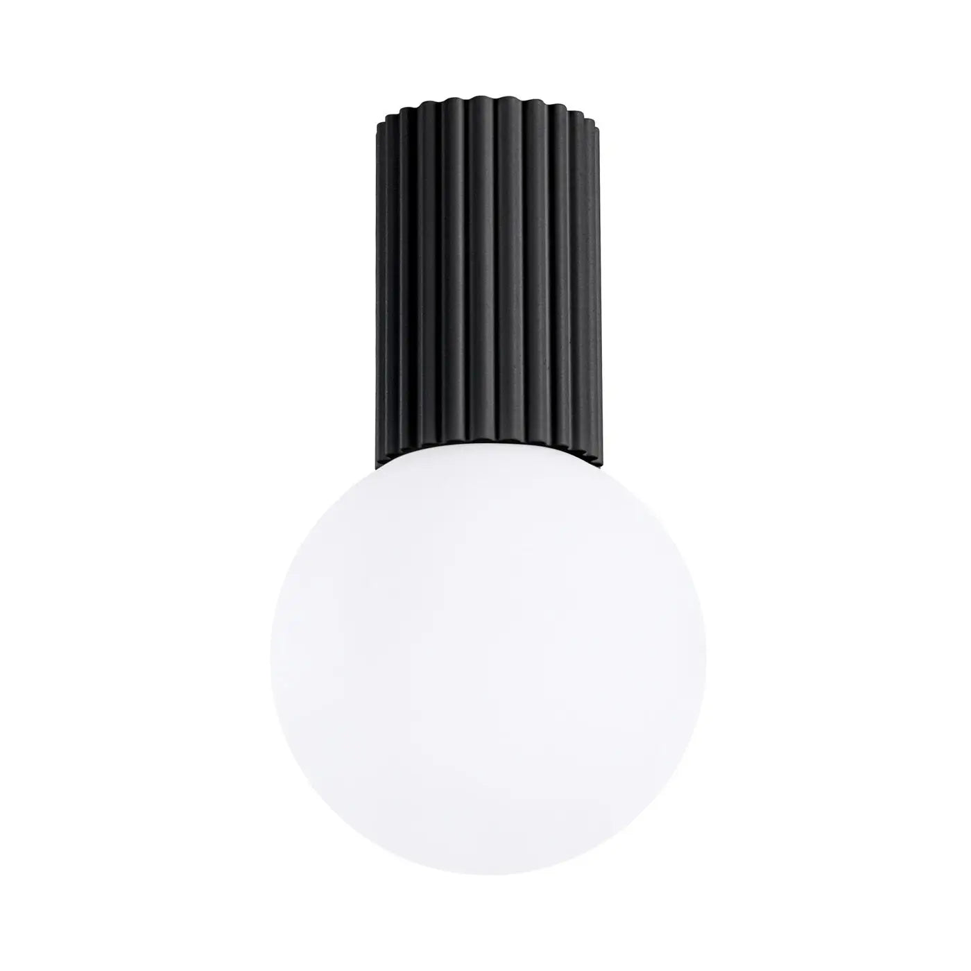 Black LED opal globe ceiling light IP44 | FODAHAN