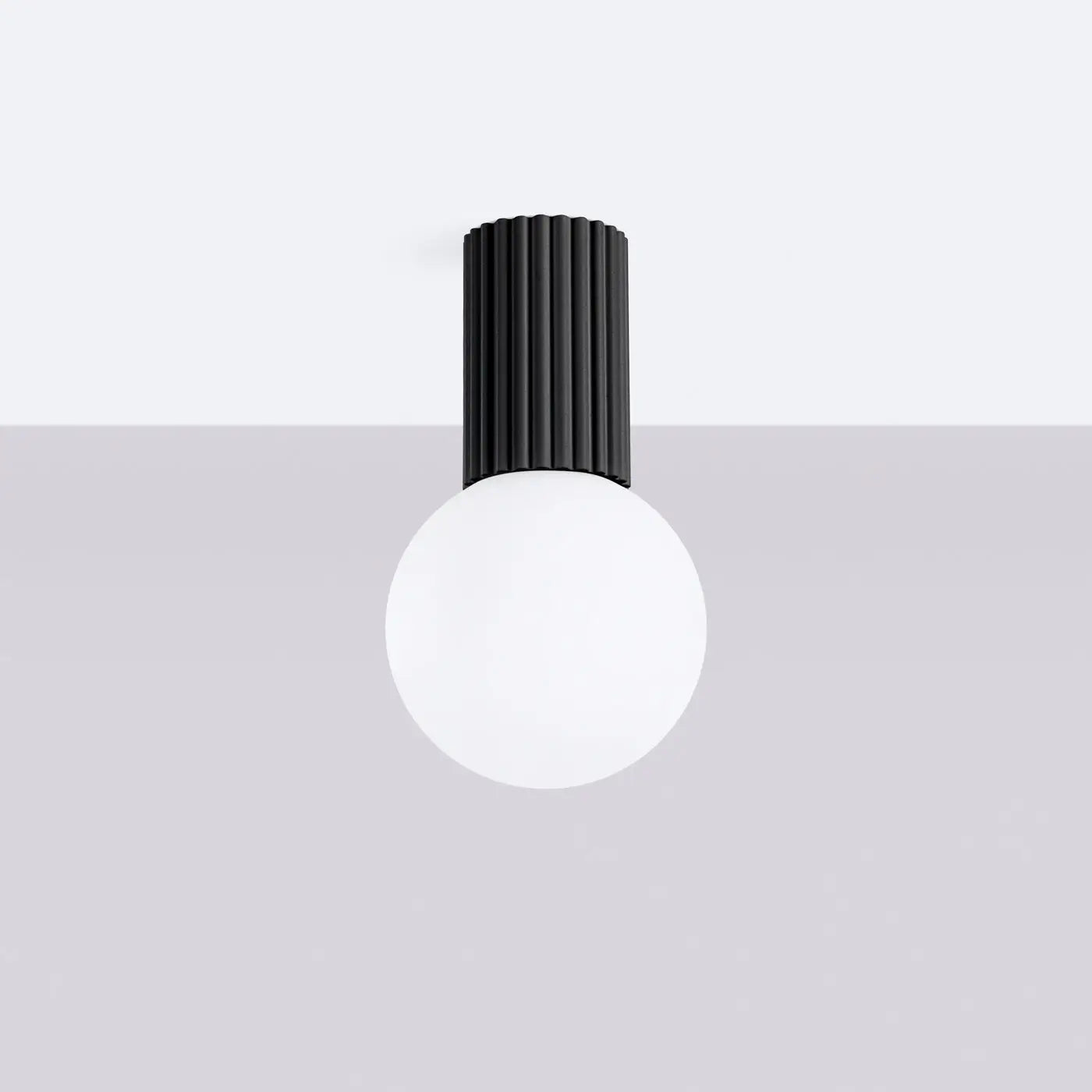 Black LED opal globe ceiling light IP44 | FODAHAN