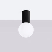 Black LED opal globe ceiling light IP44 | FODAHAN