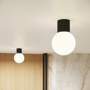 Black LED opal globe ceiling light IP44 | FODAHAN