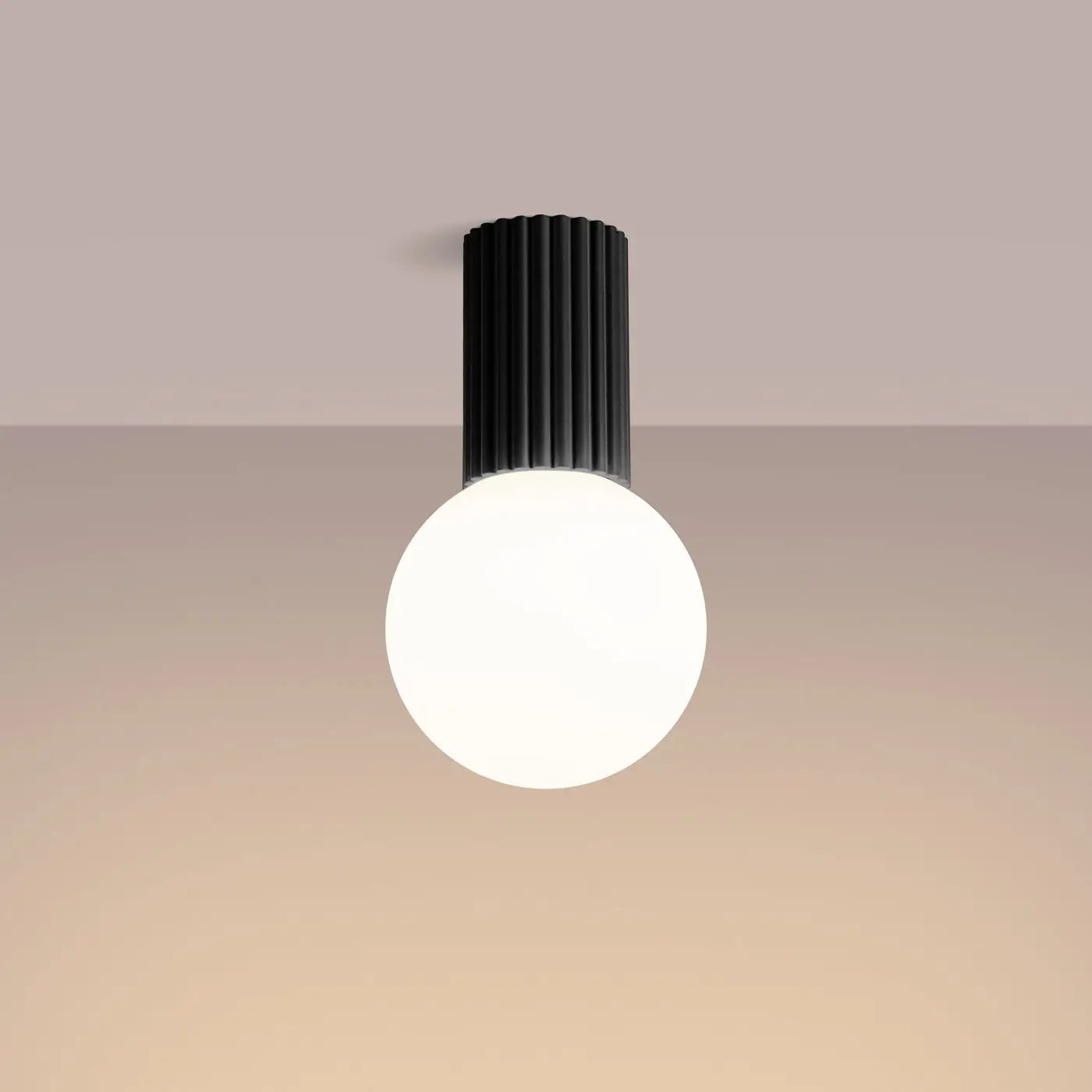Black LED opal globe ceiling light IP44 | FODAHAN