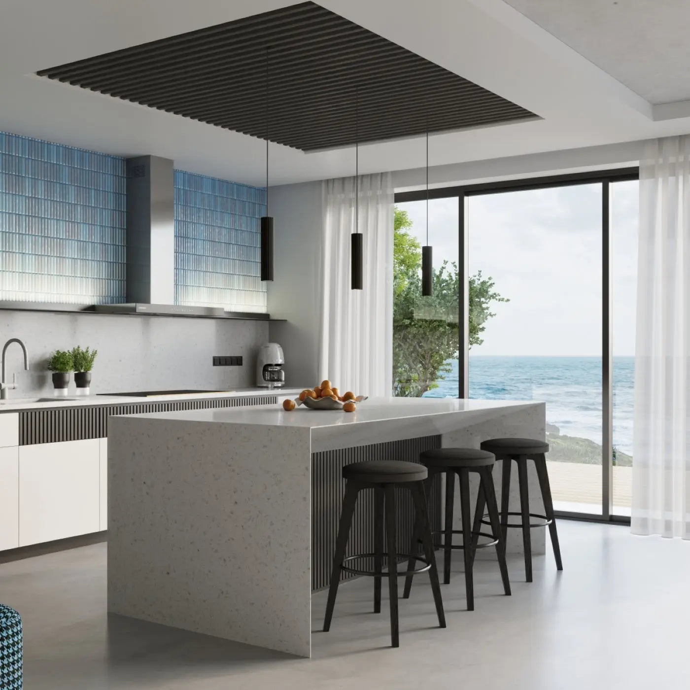 Minimalist black aluminium LED ceiling light | ROTI