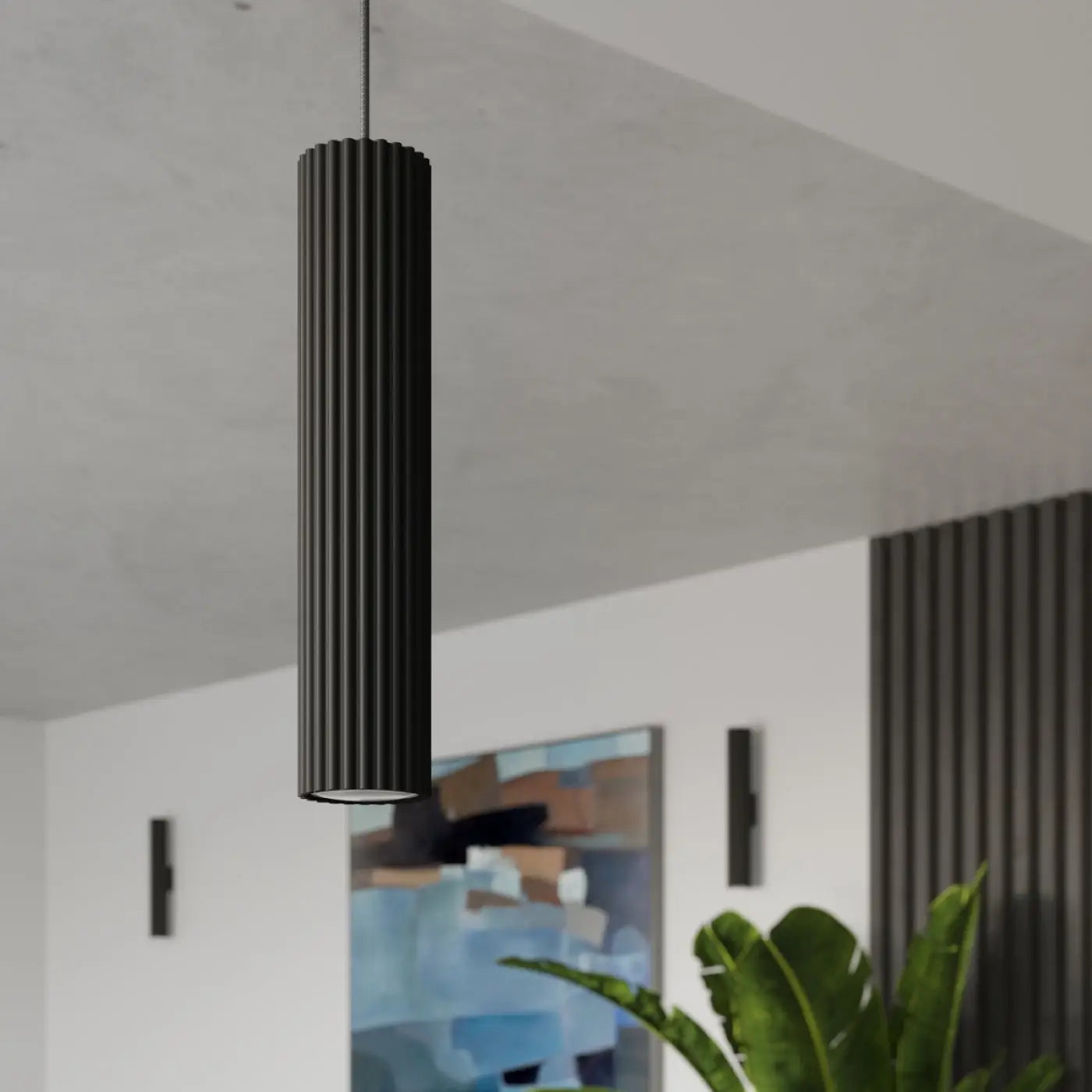 Minimalist black aluminium LED ceiling light | ROTI