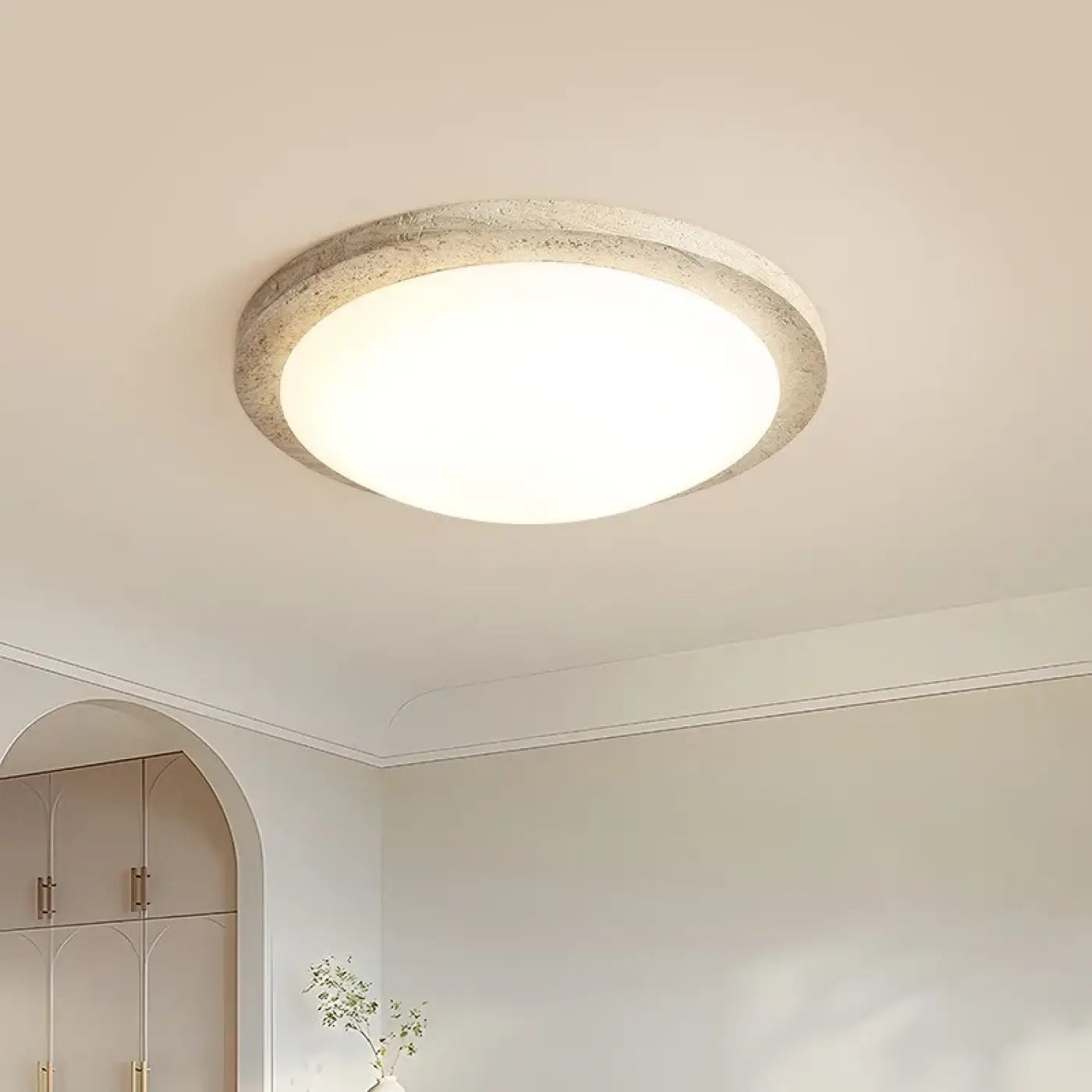 Modern Scandinavian beige LED ceiling light | NUGUK