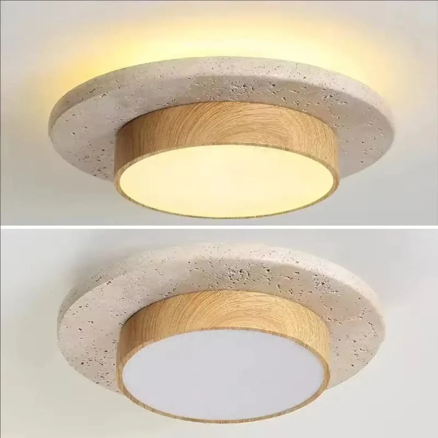 Scandinavian round wood LED ceiling light | LUZU