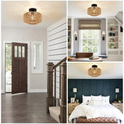 Woven rattan natural beige ceiling light | BURESEN