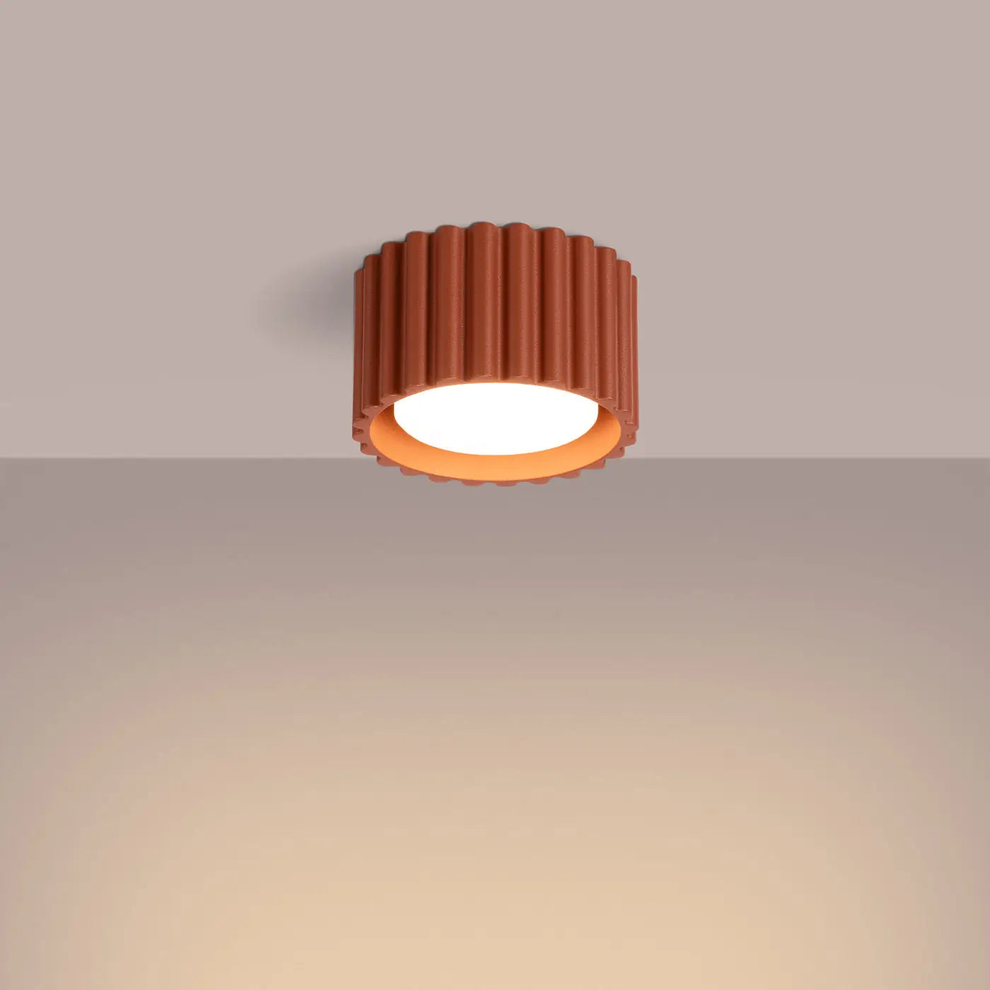 Minimalist ochre red aluminium LED ceiling light | RADAPE