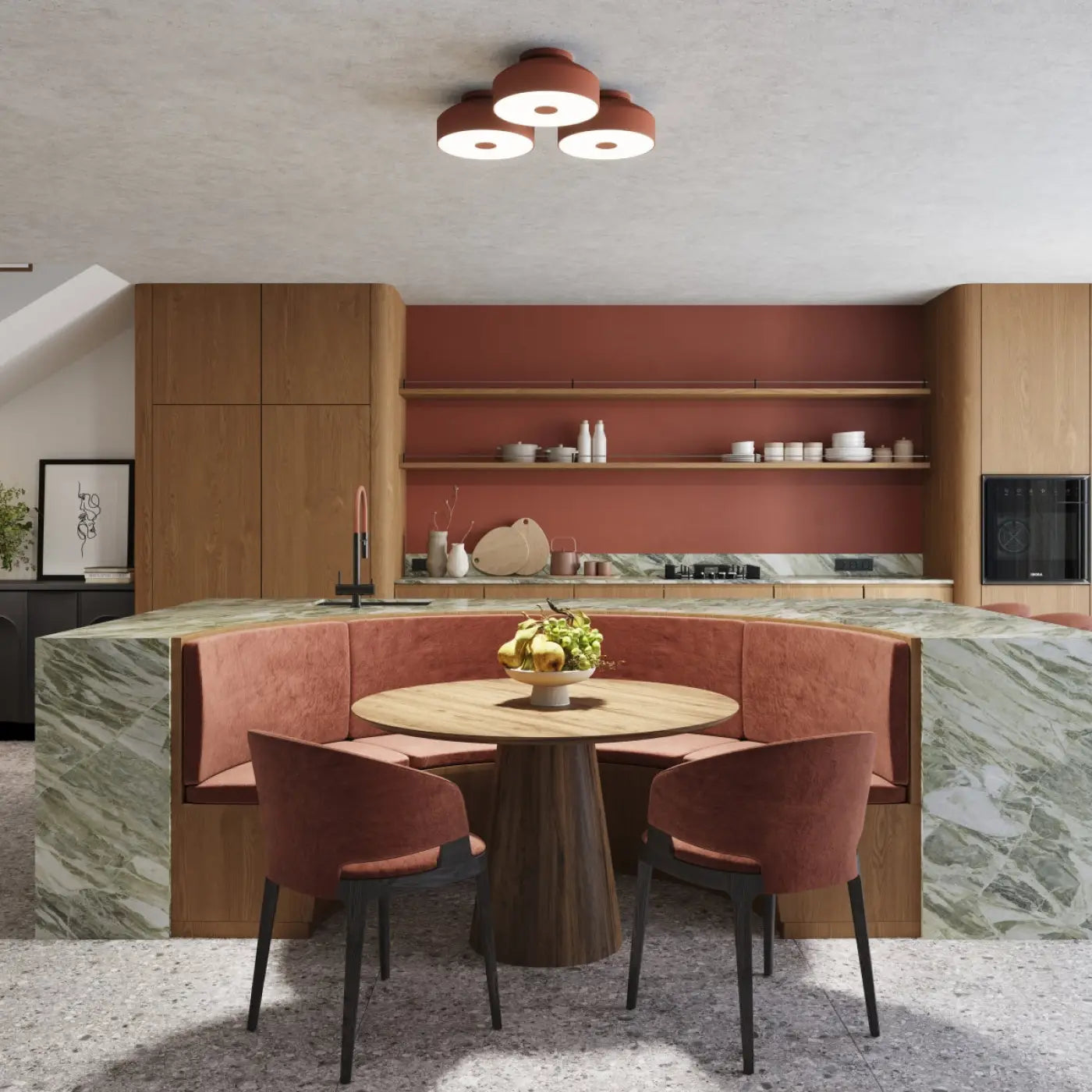 Modern ochre red LED ceiling light | MAGULU