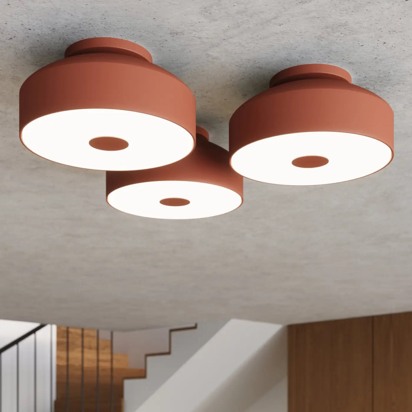 Modern ochre red LED ceiling light | MAGULU