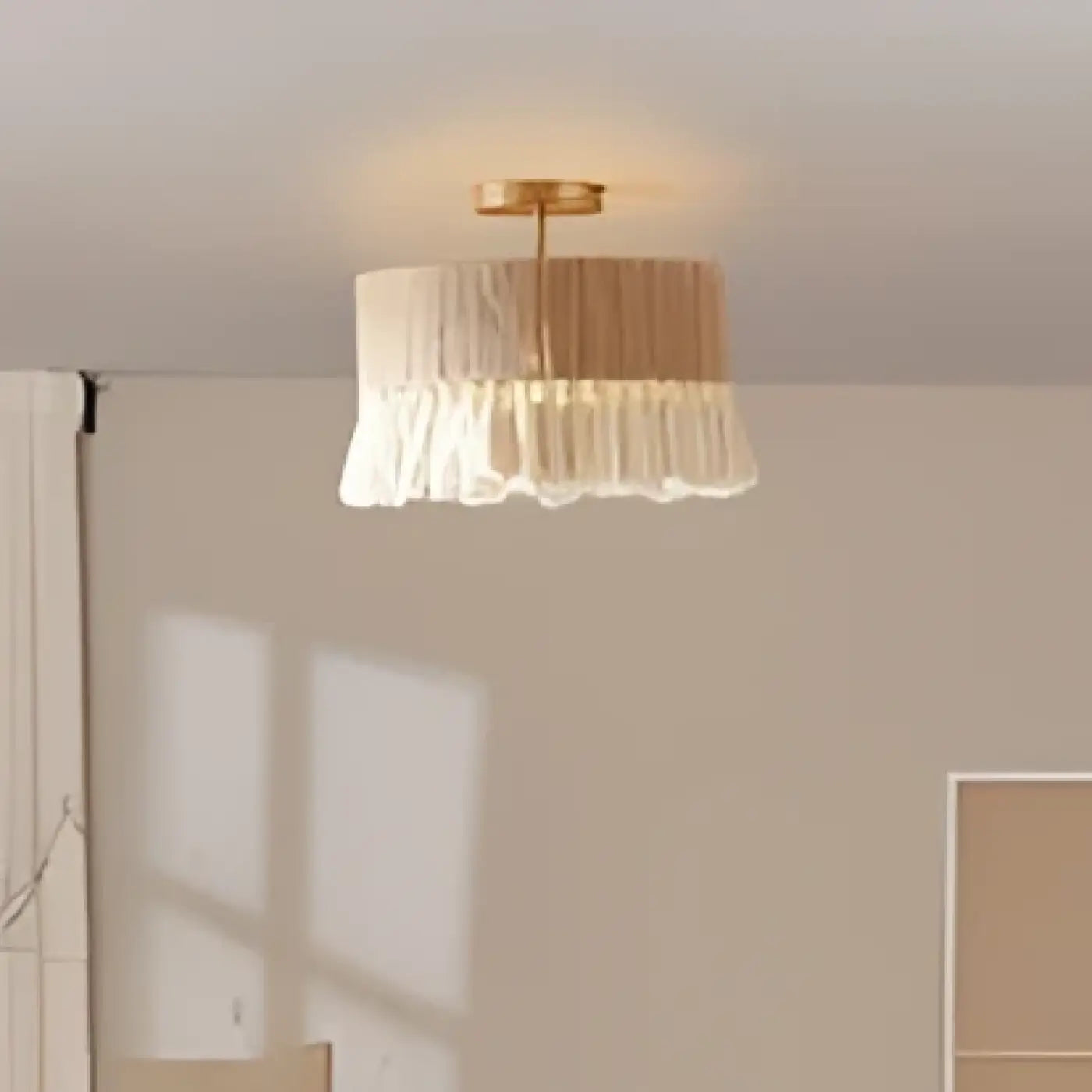 Modern dimmable beige fabric LED ceiling light | PIGIGI