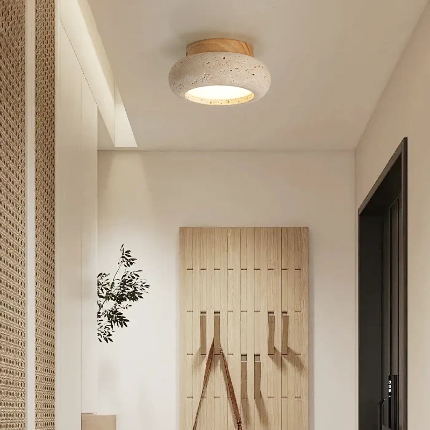 LED stone and wood modern ceiling light | MIHO