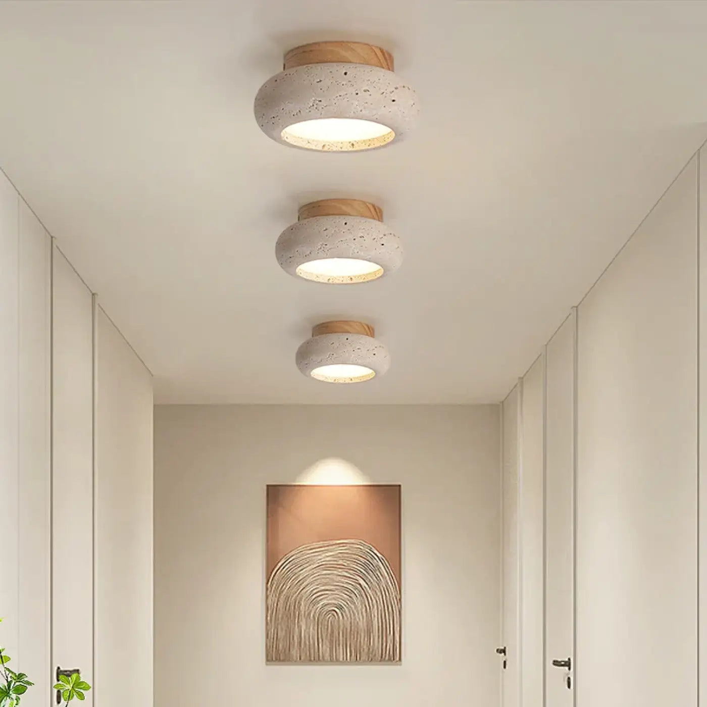 LED stone and wood modern ceiling light | MIHO