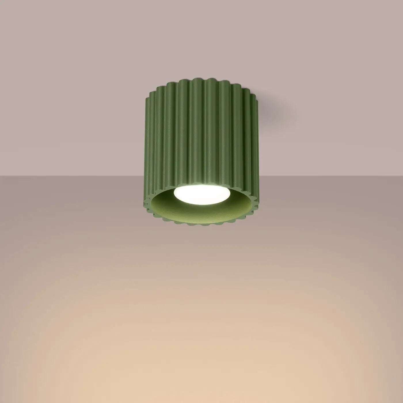 Minimalist olive green aluminium LED ceiling light | DUTIBO
