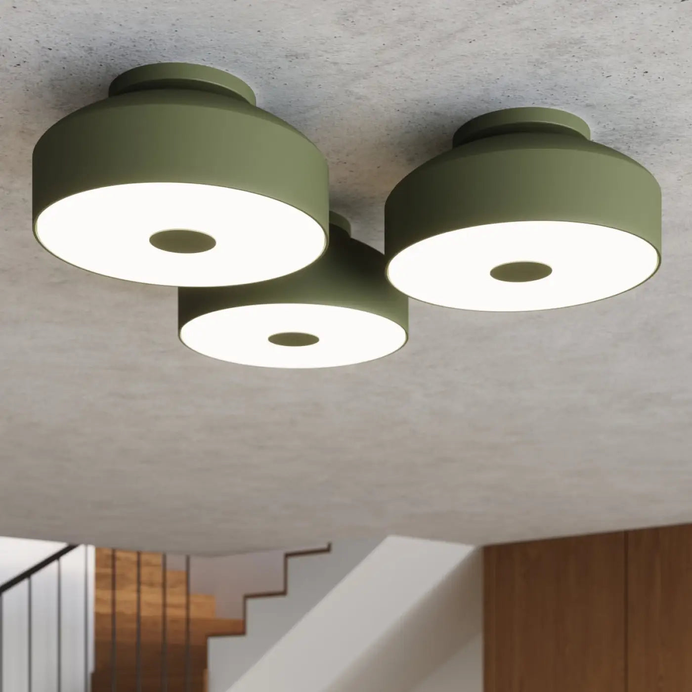 Modern olive green LED ceiling light | VUHAR