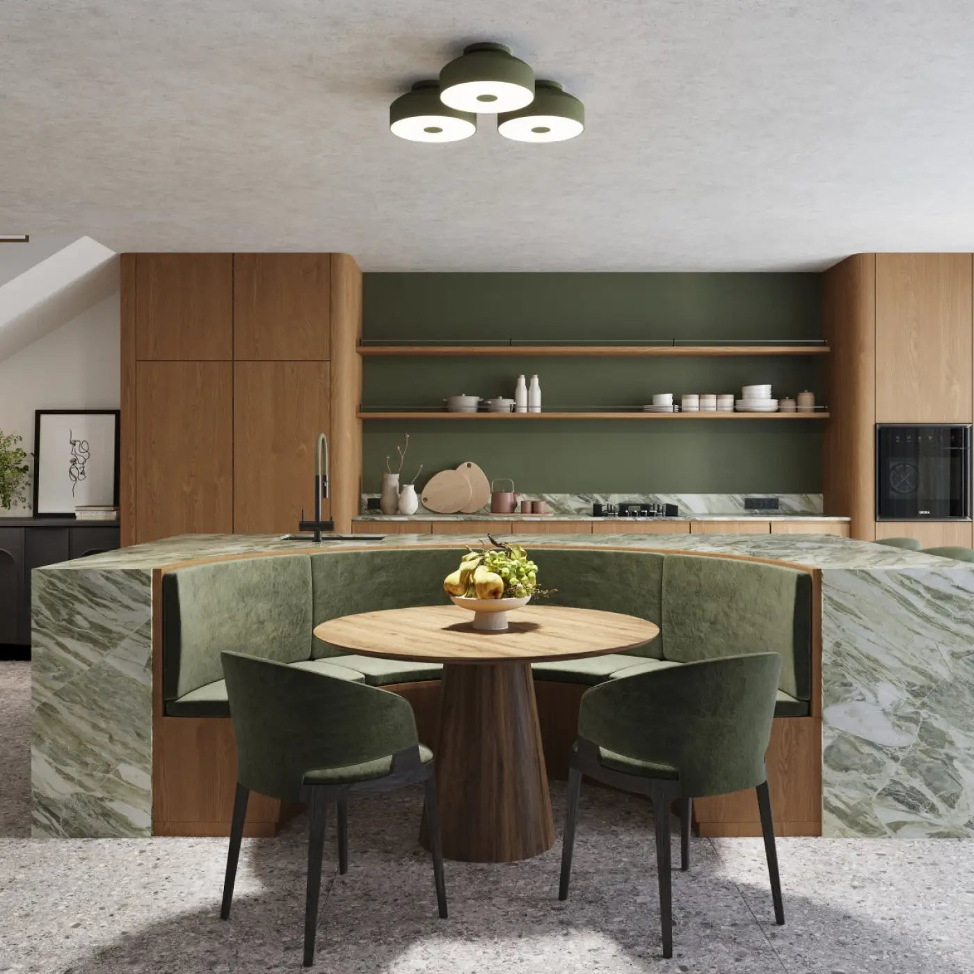 Modern olive green LED ceiling light | VUHAR