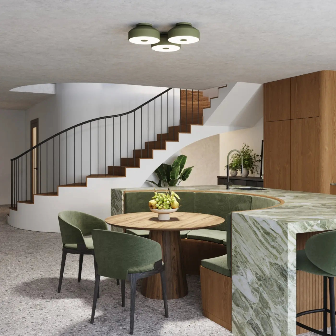 Modern olive green LED ceiling light | VUHAR