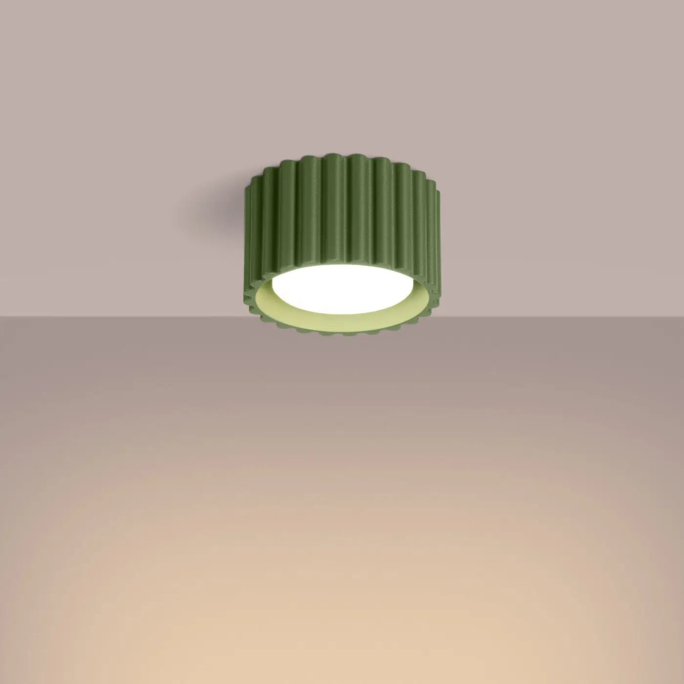 Minimalist olive green aluminium LED ceiling light | DUTIBO