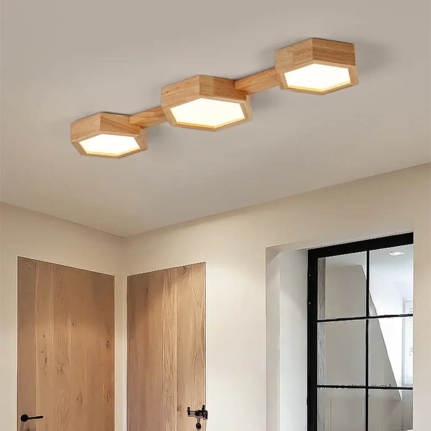 Beige wood LED minimalist ceiling light | RIBA