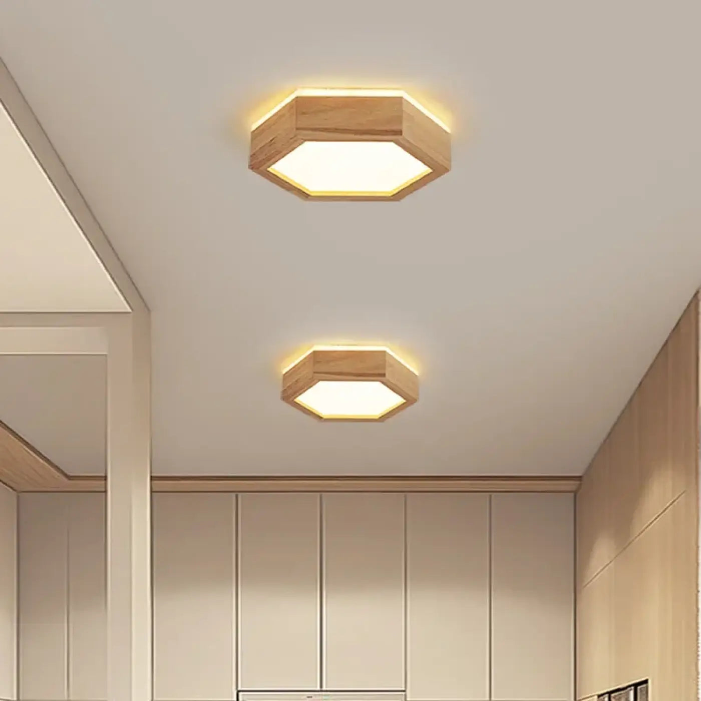 Beige wood LED minimalist ceiling light | RIBA