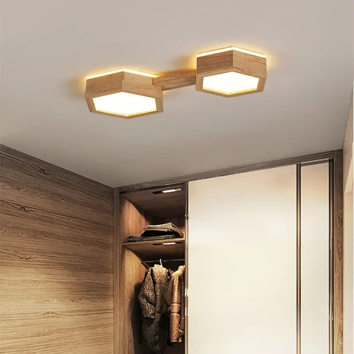 Beige wood LED minimalist ceiling light | RIBA