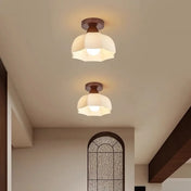 Brown wood and glass LED ceiling light design | BEHU
