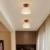 Brown wood and glass LED ceiling light design | BEHU
