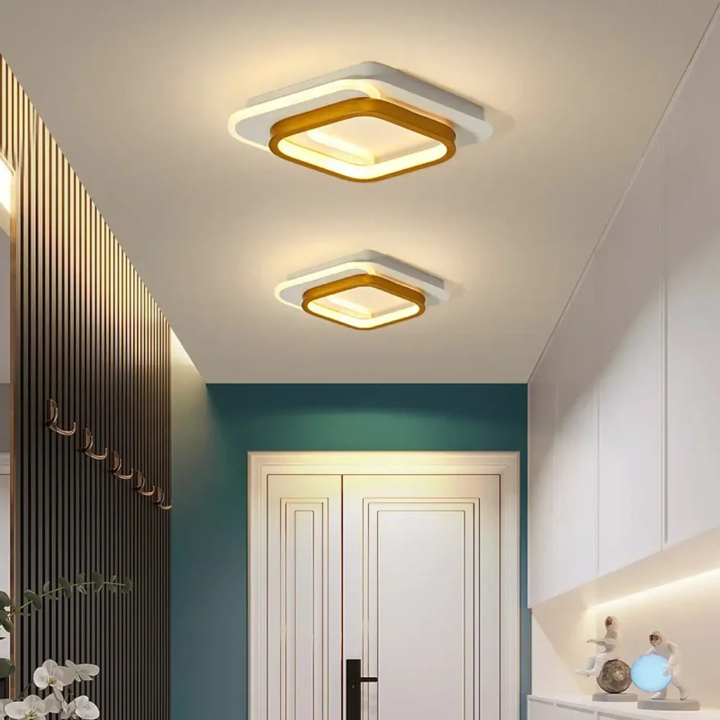 Two-tone gold square LED ceiling light compact | SUZANU